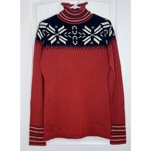 Obermeyer Red Crewneck Ski Sweater Nordic Fair Isle Large